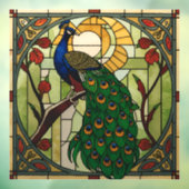 Peacock Art Nouveau Stained Glass Window Cling  ウィンドウサイン (シート3)
