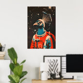 Peacock Astronaut Poster, Peacock Retro Print ポスター (ホームオフィス)
