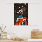 Peacock Astronaut Poster, Peacock Retro Print ポスター (キッチン)