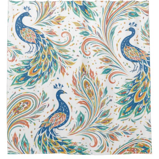 Peacock Aura シャワーカーテン (正面)