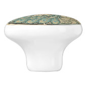 Peacock Bird Sage Green & Gold Art Deco Nouveau セラミックノブ (側面)