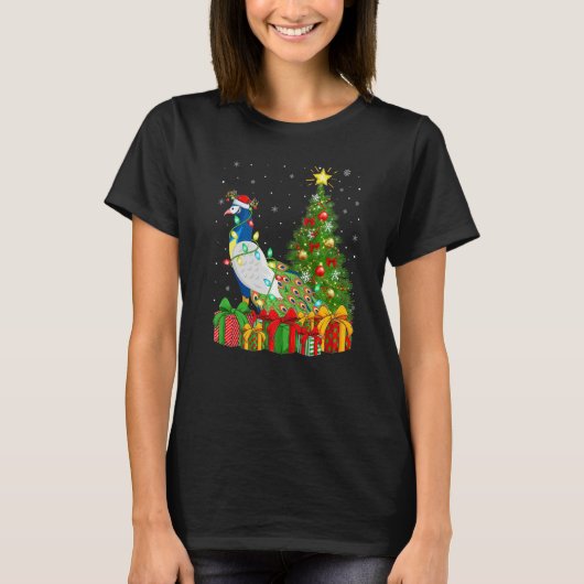 Peacock Bird  Xmas Holiday Santa Peacock Christmas Tシャツ (正面)