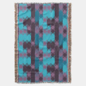 peacock blue, purple, topaz blue and thunder スローブランケット (正面縦)