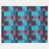peacock blue, purple, topaz blue and thunder フリースブランケット (正面(横))