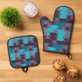 peacock blue, purple, topaz blue and thunder 鍋つかみ&鍋敷きセット (トップダウン)