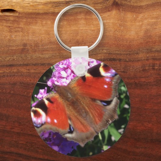 Peacock Butterfly and Buddleia キーホルダー (正面)