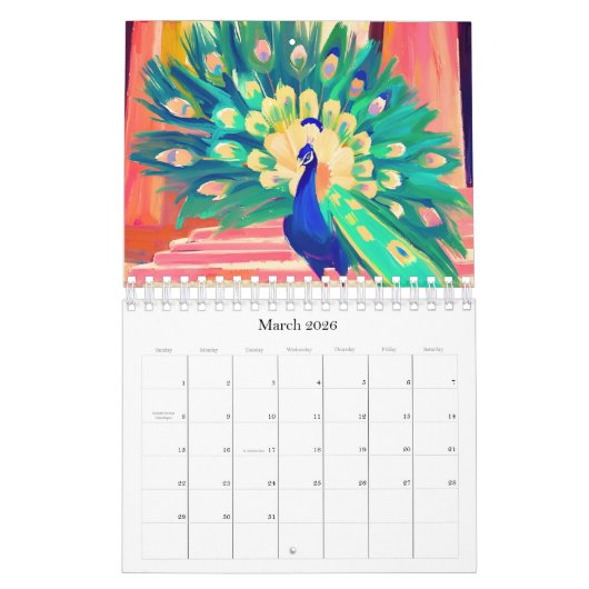 peacock calendar カレンダー (3月 2026)