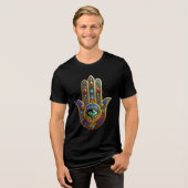 Peacock Color Flower Petals Hamsa Green Third Eye トライブレンドＴシャツ (正面全面)