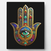 Peacock Color Flower Petals Hamsa Green Third Eye フォトプラーク (正面)