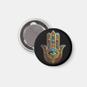 Peacock Color Flower Petals Hamsa Green Third Eye マグネット (正面/裏面)