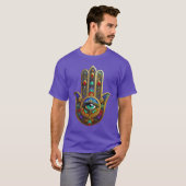 Peacock Color Flower Petals Hamsa Green Third Eye Tシャツ (正面フル)