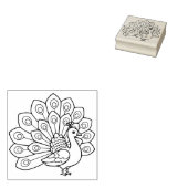 Peacock Coloring Book Outline Wooden Art Stamp ラバースタンプ (押印)