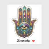 Peacock Colors Hamsa w/ Gold Third Eye シール (シート)