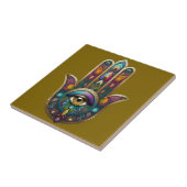 Peacock Colors Hamsa w/ Gold Third Eye タイル (側面)