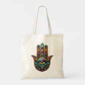 Peacock Colors Hamsa w/ Gold Third Eye トートバッグ (裏面)