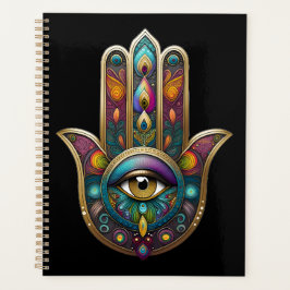 Peacock Colors Hamsa w/ Gold Third Eye プランナー手帳