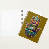 Peacock Colors Hamsa w/ Gold Third Eye プランナー手帳 (ディスプレー)