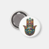 Peacock Colors Hamsa w/ Gold Third Eye マグネット (正面/裏面)