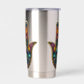 Peacock Colors Hamsa w/ Gold Third Eye 保温保冷タンブラー (左面)