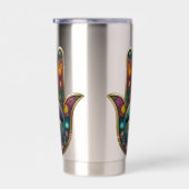 Peacock Colors Hamsa w/ Gold Third Eye 保温保冷タンブラー (右面)