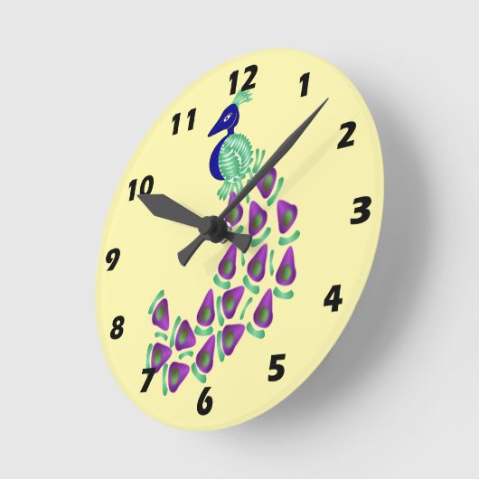 Peacock Design ラウンド壁時計 (傾斜)
