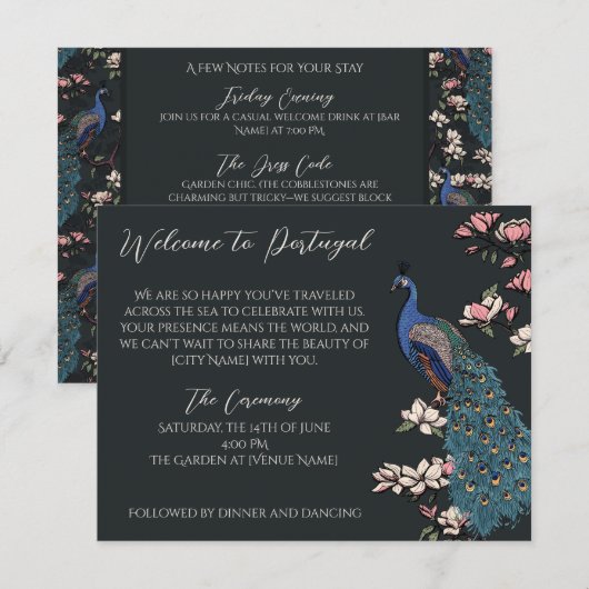 Peacock Destination Wedding Welcome & Program (正面/裏面)