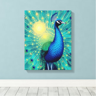 Peacock Energies in Bloom – Premium Wrapped Canvas キャンバスプリント