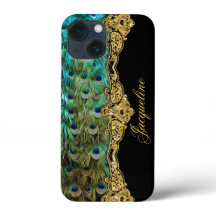 Peacock Feather金ゴールドグリッターヴィンテージスクリプト名