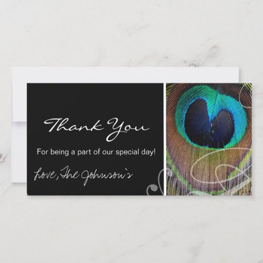 Peacock Feather 結婚's Thank You Photo Card サンキューカード (正面)