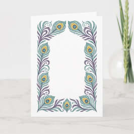 Peacock Feather Art Nouveau Border Greeting Card カード
