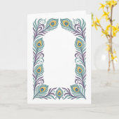 Peacock Feather Art Nouveau Border Greeting Card カード (黄色い花)