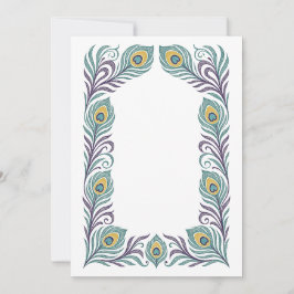 Peacock Feather Art Nouveau Border Invitation 招待状