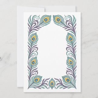 Peacock Feather Art Nouveau Border Invitation 招待状