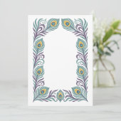Peacock Feather Art Nouveau Border Invitation 招待状 (スタンド正面)