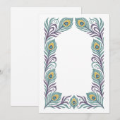 Peacock Feather Art Nouveau Border Invitation 招待状 (正面/裏面)