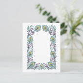 Peacock Feather Art Nouveau Border Post Card ポストカード (スタンド正面)