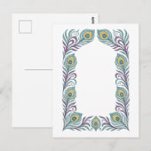 Peacock Feather Art Nouveau Border Post Card ポストカード (正面/裏面)