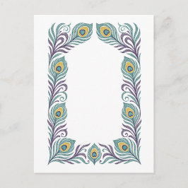 Peacock Feather Art Nouveau Border Post Card ポストカード