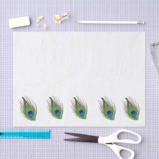 Peacock feather bordered tissue paper 薄葉紙 (クラフト)