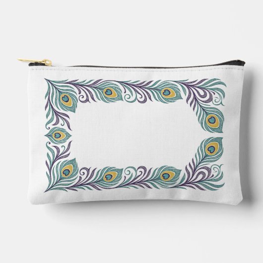 Peacock Feather Cosmetics Pouch アクセサリーポーチ (正面)