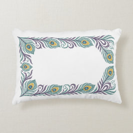 Peacock Feather Decorative Cushion アクセントクッション