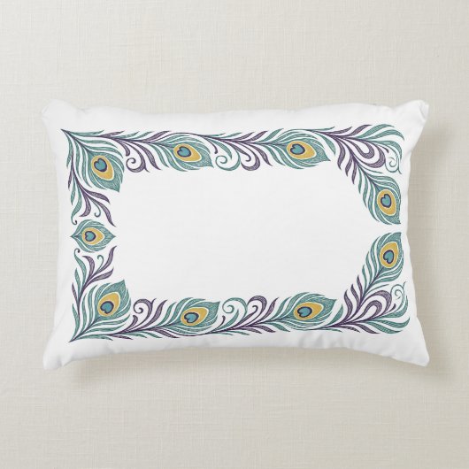 Peacock Feather Decorative Cushion アクセントクッション (正面)