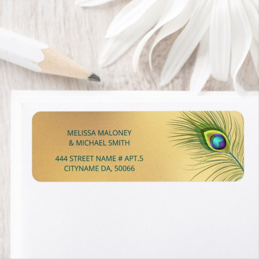 Peacock Feather Gold | Wedding ラベル (インサイチュ)
