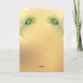 Peacock Feather Jewel Tone Gold Wedding  箔グリーティングカード (裏面)