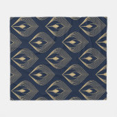 Peacock feather ombre pattern ditzy floral motif. フリースブランケット (正面(横))
