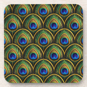 Peacock Feather Pattern Coasters in Jewel Tones コースター (正面)