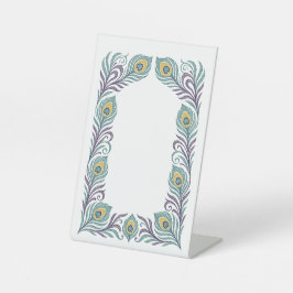 Peacock Feather Pedestal Sign for Wedding or Event 台座サイン