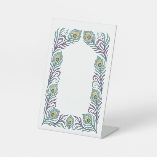 Peacock Feather Pedestal Sign for Wedding or Event 台座サイン (正面)
