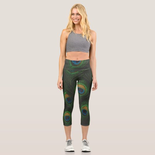 Peacock Feather Print Leggings カプリレギンス (正面)