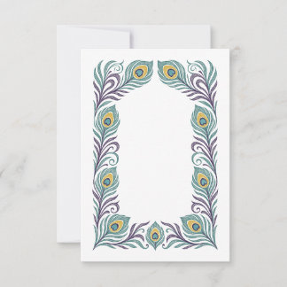 Peacock Feather Response Card for Wedding 出欠カード